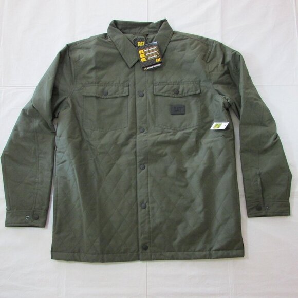 CAT Caterpillar Men's Quilted Ripstop Shacket Shirt Jacket - Army Moss - Picture 1 of 5